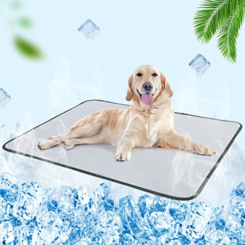 ZonLi Dog Cooling Mat 37" x 28" Pet Pad, Q-max 0.35 Self Cooling Dog Pad Super Soft Plush Dog and Cat Blanket, Machine Washable & Portable Kennel Mat for Indoor or Outdoor