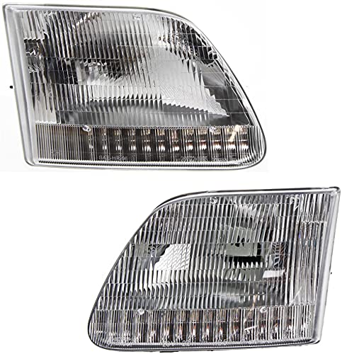 Garage-Pro Headlight Assembly Compatible with 1997-2003 Ford F-150 and 1997-1999 Ford F-250 Halogen, From 7-1996, Set of 2, Driver and Passenger Side, Clear Lens