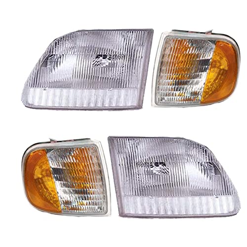 4 Piece Headlight & Corner Light Set - Compatible with 97-03 Ford Pickups F150 F250 (from 8/96 and up)