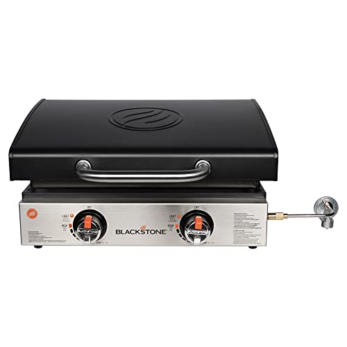 Blackstone 1813 Stainless Steel Propane Gas Hood Portable, Flat Griddle Grill Station for Kitchen, Camping, Outdoor, Tailgating, Tabletop, Countertop  Heavy Duty, 12, 000 BTUs, 22 Inch, Black