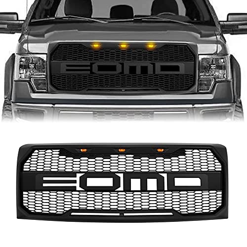 AMERICAN MODIFIED Front Grill Hood Compatible with 2009-2014 Ford F150 Trucks, Matte Black