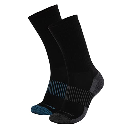 Copper Fit unisex adult Crew Sport - 2 Pack Running Socks, Black, Large-X-Large US