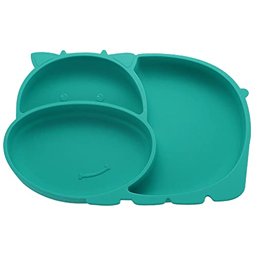 LongDear Suction Plates for Baby,Toddler Plates with Suction,Silicone Divided Kids Placemat Fits Most Highchair Trays,Microwave & Dishwasher Safe (Green)