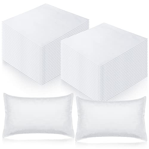 50 Pieces Disposable Pillowcases Single Use Pillow Case 21 x 30 Inches White Pillow Case with Envelope Closure Standard Size Spa Pillow Covers Against Stains and Spills for Hotel Travel