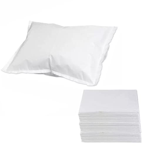 Disposable Pillowcases (Pack of 100)  White, 21" x 30" (Tissue/Poly) Single-Use Pillow Covers  Medical Paper Supplies -Protects Against Stains and Spills Ambulance Services. Use for Travel