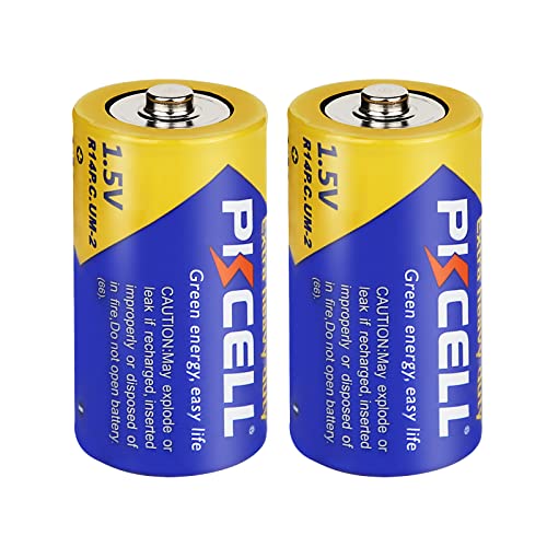 C Size Heavy Duty Batteries 2 Pack, 1.5V R14P UM-2 Batteries Carbon Zinc C Cell Battery for Camping Flashlight Remotes Gas Stove Alarm Clocks