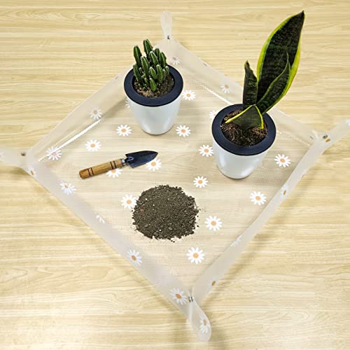 Repotting Mat for Indoor Plants Waterproof Clear Potting Mat Foldable Gardening Mat Plant Potting Repotting Tray to Control Mess Indoor Plant Accessories Plant Gifts for Plant Lovers 23.6" x 23.6"