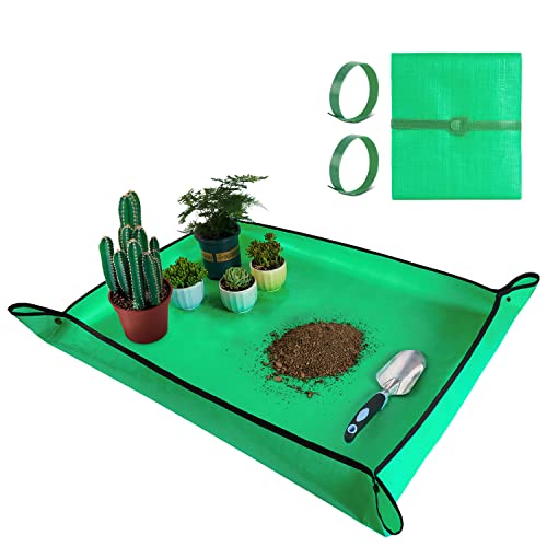 Large Repotting Mat for Plant Transplanting and Mess Control 39.5"x 31.5" Thickened Waterproof Potting Tray Foldable Indoor Plant Succulent Potting Mat Portable Gardening Mat Plant Gifts for Women
