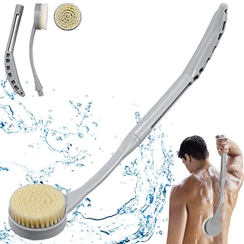 Back Brush Long Handle for Shower, 20.5 Back Bath Brush for Shower, Back Scrubber, Exfoliation and Improved Skin Health for Elderly with Limited Arm Movement, Disabled, Pregnant Women
