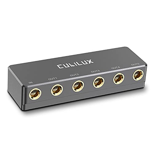 Cubilux 5-Way Quarter Inch Signal Splitter, Passive 1/4 Audio Splitter, 6.35mm Multiport Aux Splitter Box for Instruments, Bass Guitar, Keyboard, Headphones, Studio Monitor, Speaker, Amplifier