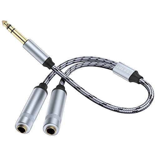 JOLGOO 1/4 Splitter Adapter Cable 12 inches, 6.35mm Stereo Plug Male to Dual 6.35mm Jack Female Y Splitter Cable, 30cm / 12 inches