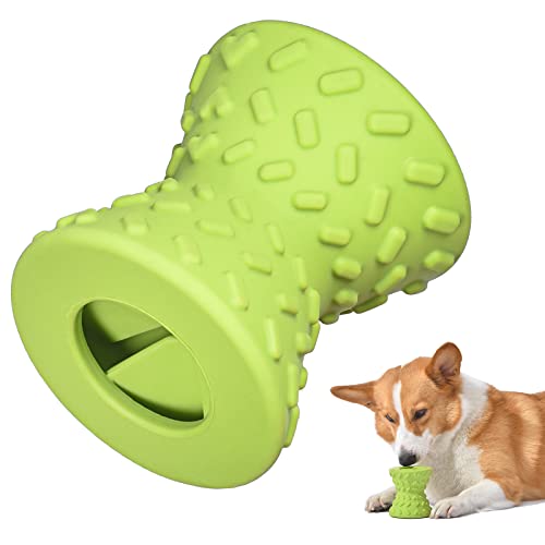 Interactive Treat Dispensing Puppy Toys - Dog Bones for Aggressive Chewers Super Dog Toys Tough Chew for Dogs Toy Bone, Natural Rubber Leaked Dumbbells