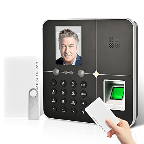 GELTTULU Fingerprint Time Clocks for Employees, 4 in 1 Attendance Machine with Fingerprint, Face, RFID and Password for Business and Office, 2.4 inch TFT LCD Scree