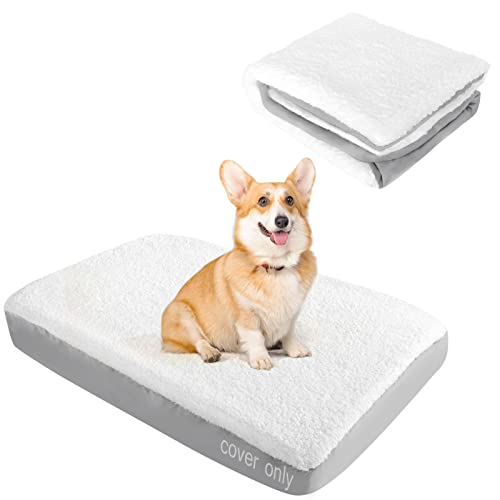 Dog Bed Covers Replacement Washable (Cover Only), Waterproof Dog Bed Covers Washable-Easy to Remove, Sherpa Fleece Dog Pillow Cover, Soft and Comfortable Puppy Pet Bed Cover