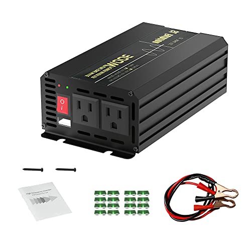 SL Euthtion 300W Pure Sine Wave Power Inverter 12V DC to 120V AC 60HZ USB Port, Solar, Outdoor