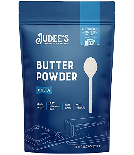 Judees Butter Powder 11.25 oz - 100% Non-GMO and Keto-Friendly - rBST Hormone-Free - Gluten-Free and Nut-Free - Made from 100% Real Butter - Baking Ready Ingredient - Made in USA