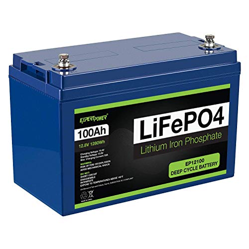 ExpertPower 12V 100Ah Lithium LiFePO4 Deep Cycle Rechargeable Battery | 2500-7000 Life Cycles & 10-Year Lifetime | Built-in BMS | Perfect for RV, Solar, Marine, Overland, Off-Grid Applications