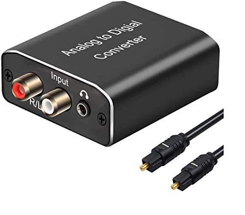 Analog to Digital Audio Converter,Hdiwousp Aluminum RCA to Optical with Optical Cable, Stereo L/R and 3.5mm Jack to Digital Toslink Coaxial Audio Adapter Compatible with PS4 Xbox HDTV DVD Headphone