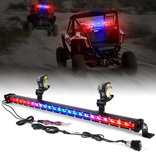 Xprite 25 LED Chase Light Bar, Offroad Rear Chase Light w/Brake Turn Signal Running Lights for 1.75-2 Roll Cage Compatible with UTV, Polaris RZR, Yamaha, Kawasaki, SXS,Trucks, SUV - RBBR