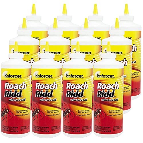 Enforcer Roach Ridd with Boric Acid 16 Oz (Case of 12) - Long Lasting Protection for Cockroaches, Ants and Silverfish