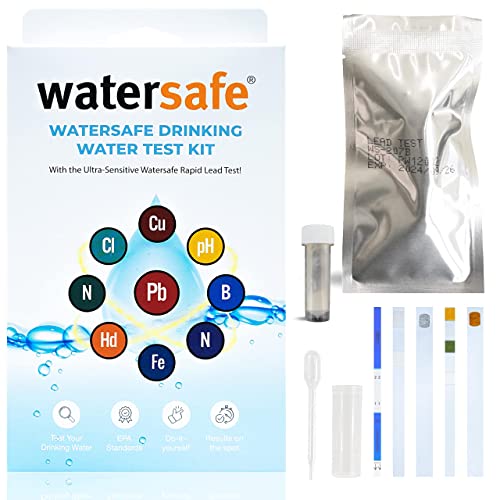 Watersafe The Original Water Testing Kit for Drinking Water, Well and Tap Water, Sensitive Lead in Water Test, Bacteria, Hardness, pH, Nitrates, Easy Instructions, Lab-Accurate Results, 1 Kit