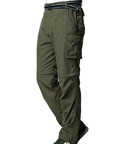 Men's Outdoor Quick Dry Convertible Lightweight Hiking Fishing Zip Off Cargo Work Pants Trousers,Army Green,40