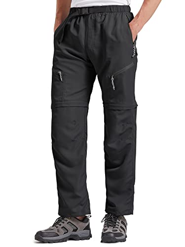 Mens Hiking Pants Convertible Quick Dry Pants Outdoor Sport Lightweight Cargo Pants Fishing Climbing Tactical Athletic Pants Black M
