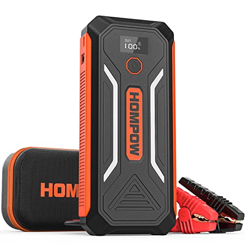 HOMPOW Jump Starter, 3000A Peak Starter Battery Pack Up to 8L Diesel Engine 10LGas Engine, Car with Smart LCD Screen/USB QC 3.0/Type C Port (Orange)