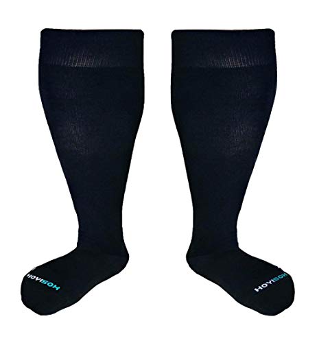 HOYISOX Big and Tall Compression Socks 20-30 mmHg, Comfortable Knee High Socks for Men and Women (as1, alpha, 5x_l, regular, regular, Black)