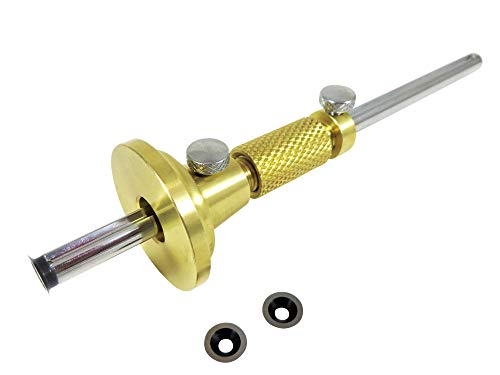 Taytools 464763 Solid Brass Wheel Woodworking Precision Marking Cutting Gauge with 2 Extra Cutters Micro Adjust Head