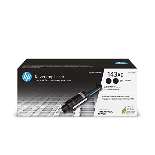 HP 143AD | W1143AD | Toner | Black Reload Kit | 2 Pack