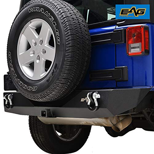 Rear Bumper Guard with 2"Hitch Receiver and D-rings Fit for 07-18 Wrangler JK