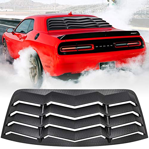 Rear Window Louvers for Dodge Challenger 2008-2018 2019 2020 2021 2021 Windshield Sun Shade Cover Vent GT Lambo Style Custom Fit All Weather ABS (Matte Black)