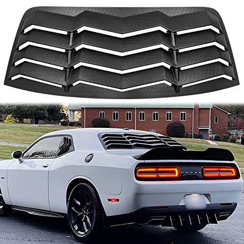 Rear Window Louver for Dodge Challenger 2008-2021 in Lambo Style Windshield Scoop Louvers Sun Shade Vent Cover Matte Black