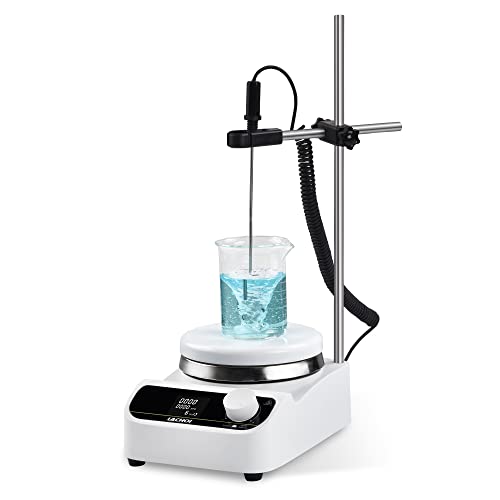 LACHOI Digital Hotplate Magnetic Stirrer Hot Plate Magnetic Stir Plate 280/536 200-1500RPM 1-999min Timer Max 5000ml Stirring Capacity Magnetic Mixer,Temp Probe Sensor&Stir Bar(Heating/LCD Display)