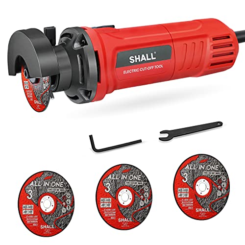 SHALL 3 Inch High-Speed Cut Off Tool, 3.5 Amp Metal Cutter Tool with 3Pcs Multifunctional Cutoff Wheels, 24000RPM Electricl Metal Cutting Tools for Steel, Inox, PVC, Aluminum