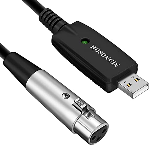 USB Microphone Cable 6.6 Feet, HOSONGIN USB Male to XLR Female Mic Link Converter Cable Studio Audio Cable Connector Cords Adapter for Microphones or Recording