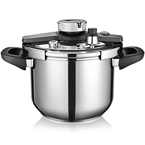 WEHOME Pressure Cooker6.3-Quart Kitchen Pressure CookerSuitable for Induction and Stove-top304 Stainless Steel Cookware with Easy Opening&Closing LidTriple Safety Valve Design (6.3-Quart)