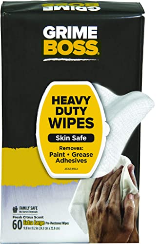 Grime Boss Heavy Duty Hand Cleaning Wipes, 60 Count (Pack of 8)