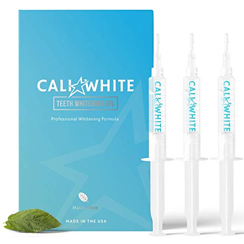 Cali White Teeth Whitening Gel Refills, 35% Carbamide Peroxide, Natural, Vegan, Organic Whitener for Sensitive Tooth Bleach, Gels Made in USA, 3X 5mL Syringes, Use with UV or LED Light & Trays