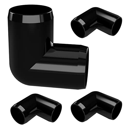 FORMUFIT F00190E-BK-4 90 Degree Elbow PVC Fitting, Furniture Grade, 1" Size, Black (Pack of 4)