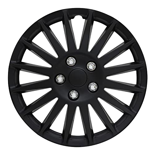 Pilot Automotive WH521-14C-B-AM 14 Inch Indy Matte Black Universal Hubcap Wheel Covers for Cars - Set of 4 - Fits Most Cars