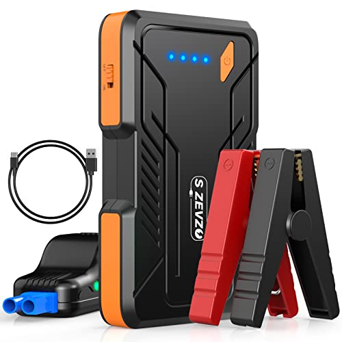 S ZEVZO Jump Starter 1000A Peak Portable Jump Starter for Car (Up to 7.0L Gas/5.5L Diesel Engine) UltraSafe 12V Auto Battery Booster Pack with Smart Clamp Cables, USB Charge, LED Flashlight Jump Box