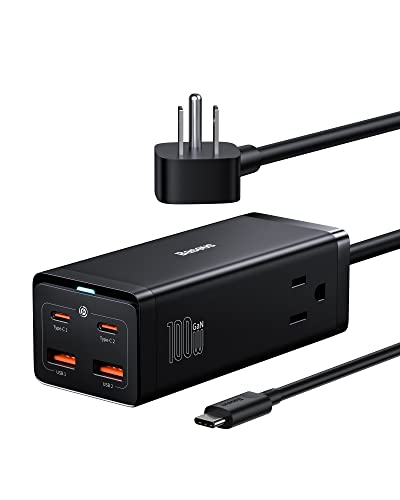 Baseus USB C Charger - PowerCombo On 100W Power Strip with 4 USB Ports & 2 Outlet Extender - USB Charging Station for MacBook Pro/Laptops/iPhone/Samsung/iPad Fast Charging