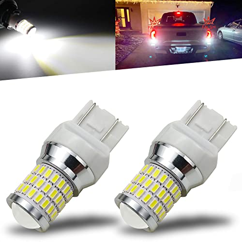 iBrightstar Newest 9-30V Flashing Strobe Blinking LED Reverse Lights 7440 7443 T20 LED Bulbs with Projector Replacement for Back Up Reverse Lights, Xenon White