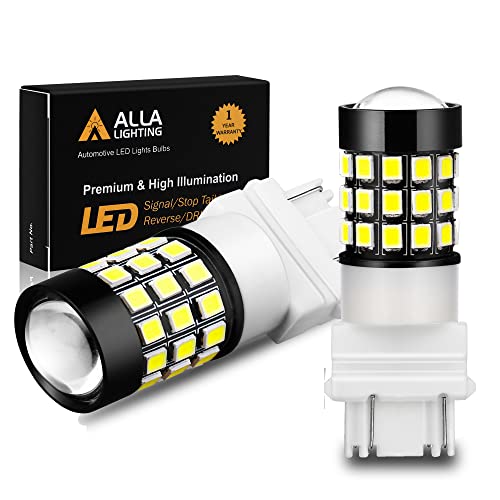 Alla Lighting T25 3157 3156 Strobe Reverse Light LED Bulbs, 6000K Xenon White Super Bright Flashing Back-up Lamps 2835 39-SMD 3056 3156 4057 3457 3057 3157K 4157K