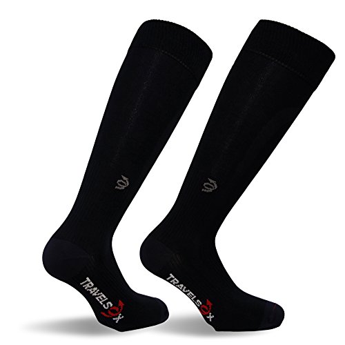 Travelsox mens Compression socks, Black, Large US