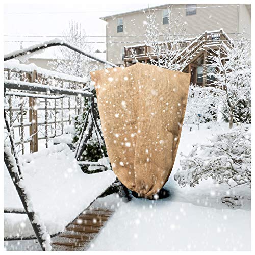 40  47 Inch Burlap Winter Plant Cover Bags- Large Size Plant Frost Protector with Drawstring Reusable Plant Covers Freeze Protection Tree Freeze Blanket for Outdoor Garden Plants from Animal Eating