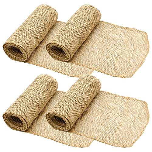 Medoore 4 Rolls Natural Burlap Tree Protector Wraps Plants Tree Trunk Guard Protector Wrap Gardening Tree Trunk Antifreeze Wrap for Keeping Plant Warm and Moisturizing, 7.8"  9.8'