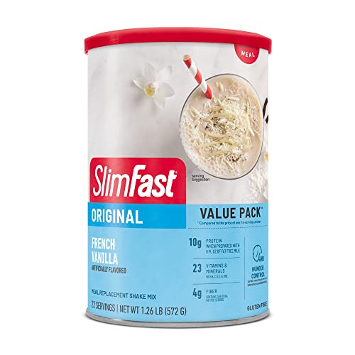 SlimFast Meal Replacement Powder, Original French Vanilla, Weight Loss Shake Mix, 10g of Protein, 22 Servings (Packaging May Vary)